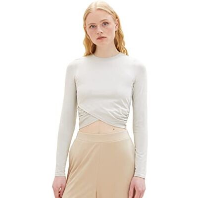 Tom Tailor Denim Dames wikkelshirt met lange mouwen, 32253-basic lichtgrijs, XS Tom Tailor Denim Dames wikkelshirt met lange mouwen, 32253-basic lichtgrijs, XS