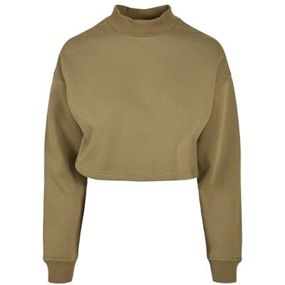 Urban Classics Cropped Oversized Sweat High Neck Crew Sweatshirt voor dames, tiniolive, XL Urban Classics Cropped Oversized Sweat High Neck Crew Sweatshirt voor dames, tiniolive, XL
