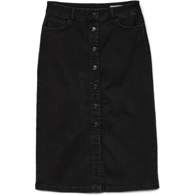 VERO MODA Vmnatty 7/8 Button Rok DNM Mix Noos, zwart denim, S VERO MODA Vmnatty 7/8 Button Rok DNM Mix Noos, zwart denim, S