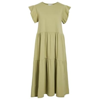 VILA Dames Visummer S/S Midi Dress-Noos, sage, XS VILA Dames Visummer S/S Midi Dress-Noos, sage, XS