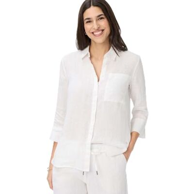 Brax Style.Vicki Pure Linen Solid Blouse voor dames, wit, 46 Brax Style.Vicki Pure Linen Solid Blouse voor dames, wit, 46
