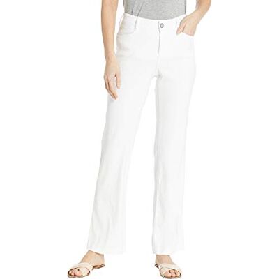 NYDJ Women's Trouser Pants in Stretch Linen, Optic White, 2 NYDJ Women's Trouser Pants in Stretch Linen, Optic White, 2