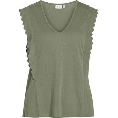 VILA VIMIOSA V-hals S/L TOP, oil green, XS VILA VIMIOSA V-hals S/L TOP, oil green, XS