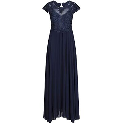 ApartFashion APART avondjurk van mesh, kant en chiffon, speciale gelegenheidsjurk, donkerblauw, regular ApartFashion APART avondjurk van mesh, kant en chiffon, speciale gelegenheidsjurk, donkerblauw, regular