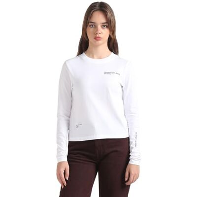 Calvin Jeans Vrouwen Multi Placement T-shirt met lange mouwen L/S T-shirts, Helder Wit, XXL grote maten Calvin Jeans Vrouwen Multi Placement T-shirt met lange mouwen L/S T-shirts, Helder Wit, XXL grote maten
