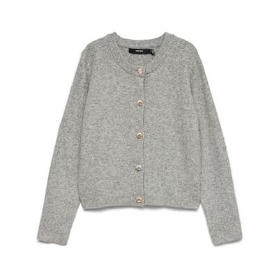 VERO MODA Vmfiona Ls Short Button Cardigan Boo, lichtgrijs gem., S VERO MODA Vmfiona Ls Short Button Cardigan Boo, lichtgrijs gem., S