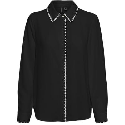 VERO MODA VMCONNA LS SHIRT WVN GA, zwart, S VERO MODA VMCONNA LS SHIRT WVN GA, zwart, S