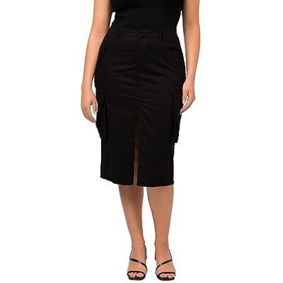 Ulla Popken Cargorock, Utility-stijl, tassen, Lyocell-mix rok, zwart, 50/Grote Maten Ulla Popken Cargorock, Utility-stijl, tassen, Lyocell-mix rok, zwart, 50/Grote Maten