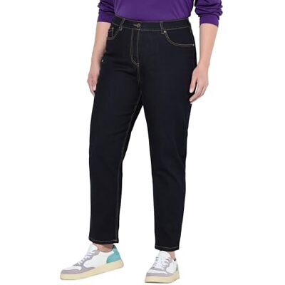 Ulla Popken Dames Jeans Denim, Mom Casual Pants, donkerblauw (dark blue denim), 45W / 32L Ulla Popken Dames Jeans Denim, Mom Casual Pants, donkerblauw (dark blue denim), 45W / 32L
