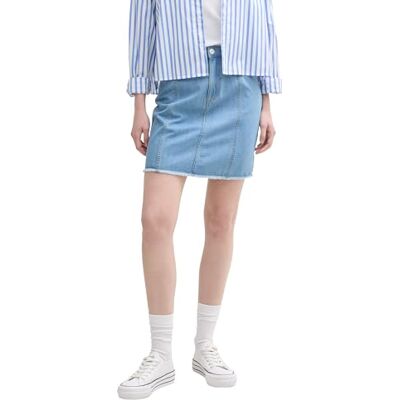 Tom Tailor Denim Minirok voor dames, 10117 Gebruikte Bleached Blue Denim, XL Tom Tailor Denim Minirok voor dames, 10117 Gebruikte Bleached Blue Denim, XL