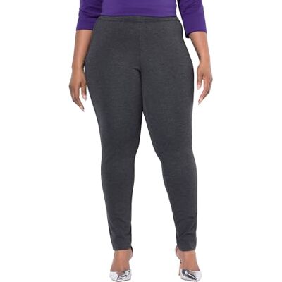 Ulla Popken Sienna Punto-broek voor dames, grote maten, grote maten, plus size, smalle pijpen, elastische tailleband, medium grijs melange, 36W / 32L Ulla Popken Sienna Punto-broek voor dames, grote maten, grote maten, plus size, smalle pijpen, elastische tailleband, medium grijs melange, 36W / 32L