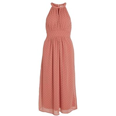 VILA Dames Viedee S/L Halslijn Midi Dress/Dc/Ka avondjurk, bakstof, 40 VILA Dames Viedee S/L Halslijn Midi Dress/Dc/Ka avondjurk, bakstof, 40