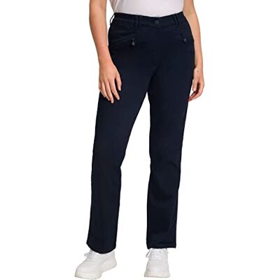 Ulla Popken Basic stretchbroek voor dames Mony broek, Donkerblauw, 50W / 32L Ulla Popken Basic stretchbroek voor dames Mony broek, Donkerblauw, 50W / 32L