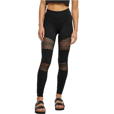 Urban Classics Dames Ladies Crochet Lace Inset Leggings, zwart, XXL Urban Classics Dames Ladies Crochet Lace Inset Leggings, zwart, XXL