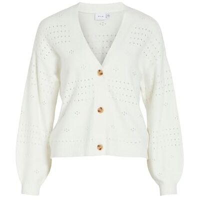 VILA Dames Viril V-hals L/S Knit Cardigan-Noos, wit alyssum, L VILA Dames Viril V-hals L/S Knit Cardigan-Noos, wit alyssum, L