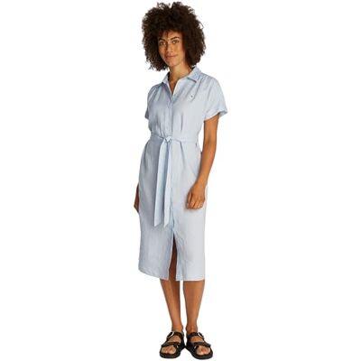 Tommy Hilfiger Ess Linen Belted S/S Midi Dress Ww0ww44653 dames ESS LINNEN RIEM S/S MIDI JURK WW0WW44653 Tommy Hilfiger Ess Linen Belted S/S Midi Dress Ww0ww44653 dames ESS LINNEN RIEM S/S MIDI JURK WW0WW44653