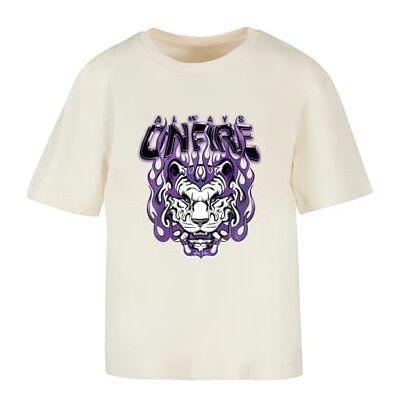 Dames T-shirt Always On Fire Tee, casual T-shirt met print op de voorkant, regular fit, katoen, maten XS 5XL, witzand., XL Dames T-shirt Always On Fire Tee, casual T-shirt met print op de voorkant, regular fit, katoen, maten XS 5XL, witzand., XL