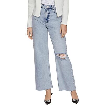 VILA Dames VIFIONA MY6815 EXTRA HW Wide Jeans, Light Blue Denim, 42/30, blauw (light blue denim), 42W x 30L VILA Dames VIFIONA MY6815 EXTRA HW Wide Jeans, Light Blue Denim, 42/30, blauw (light blue denim), 42W x 30L
