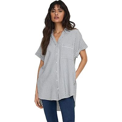 ONLY Dames ONLFENNA S/S Loose Shirt WVN NOOS Blouse, Cloud Dancer/Stripes: Iron Gate Stripe, M, Cloud Dancer/Stripes: Iron Gate Stripe, M ONLY Dames ONLFENNA S/S Loose Shirt WVN NOOS Blouse, Cloud Dancer/Stripes: Iron Gate Stripe, M, Cloud Dancer/Stripes: Iron Gate Stripe, M