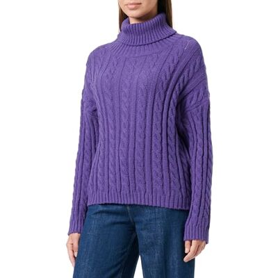 myMo Dames gestructureerde gebreide trui met rolkraag acryl lila maat XS/S, lila, XS myMo Dames gestructureerde gebreide trui met rolkraag acryl lila maat XS/S, lila, XS