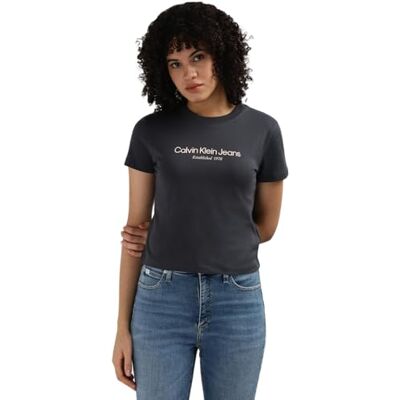 Calvin Jeans Dames INSTITUTIONAL Graphic REG TEE J20J224914, S/S T-shirt, zwart, L, Zwart (Ebbenhout), L Calvin Jeans Dames INSTITUTIONAL Graphic REG TEE J20J224914, S/S T-shirt, zwart, L, Zwart (Ebbenhout), L