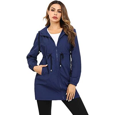 Doaraha Colourblock Regenjas voor dames, waterdicht, voor alle weersomstandigheden, dunne lentejas, lange parka, softshelljas, overgangsjas met capuchon, voor sport en outdoor Doaraha Colourblock Regenjas voor dames, waterdicht, voor alle weersomstandigheden, dunne lentejas, lange parka, softshelljas, overgangsjas met capuchon, voor sport en outdoor