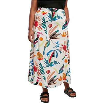 Urban Classics Dames viscose midi-rok, Wit-fruitig, XS Urban Classics Dames viscose midi-rok, Wit-fruitig, XS