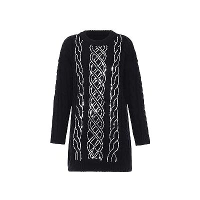 faina Stijlvolle gebreide trui voor dames met gestructureerd patroon zwart maat XL/XXL, zwart, XL faina Stijlvolle gebreide trui voor dames met gestructureerd patroon zwart maat XL/XXL, zwart, XL