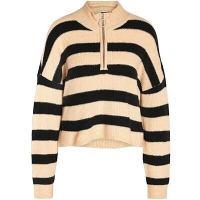 NOISY MAY Korte Gebreide Trui Ronde Hals Rits Gestreept Lang Mouw Rib Shirt NMNEWALICE NOISY MAY Korte Gebreide Trui Ronde Hals Rits Gestreept Lang Mouw Rib Shirt NMNEWALICE