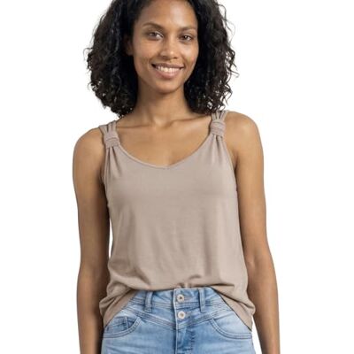 Street One Top met V-hals en knoopdetail Clay Sand 46 Street One Top met V-hals en knoopdetail Clay Sand 46