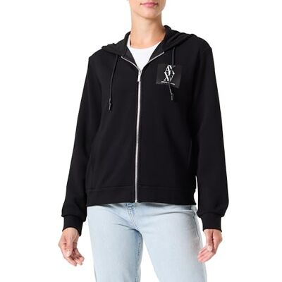 Giorgio Armani Stretch Scuba Full Zip Hoodie met Stacked Ax Logo dames Sweatshirt met capuchon Giorgio Armani Stretch Scuba Full Zip Hoodie met Stacked Ax Logo dames Sweatshirt met capuchon