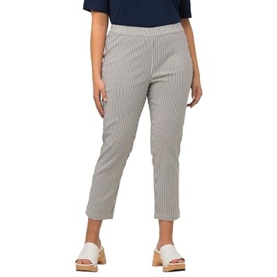 Ulla Popken , Dames, grote maten, 7/8-Bengalin-broek Sienna, gestreept, marineblauw, 58 NL Ulla Popken , Dames, grote maten, 7/8-Bengalin-broek Sienna, gestreept, marineblauw, 58 NL