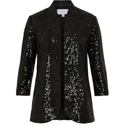 VILA Visigrid 7/8 mouw blazer /1, zwart, 40 VILA Visigrid 7/8 mouw blazer /1, zwart, 40