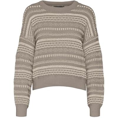 VERO MODA VMAZING LS O-Neck Stitch Pull. GA Boo, Moon Rock/Detail:w. Birch, S VERO MODA VMAZING LS O-Neck Stitch Pull. GA Boo, Moon Rock/Detail:w. Birch, S