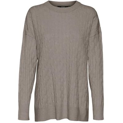 VERO MODA VMFANTASTIC LS O-Neck Cable Pull GA Boo, Moon Rock/Detail:w. Melange, XS VERO MODA VMFANTASTIC LS O-Neck Cable Pull GA Boo, Moon Rock/Detail:w. Melange, XS