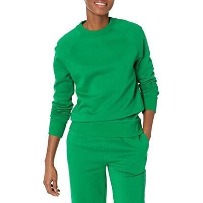 Amazon Essentials Dames Relaxed-Fit Crew Neck Sweatshirt met lange mouwen (verkrijgbaar in grote maten), groen, XL Amazon Essentials Dames Relaxed-Fit Crew Neck Sweatshirt met lange mouwen (verkrijgbaar in grote maten), groen, XL