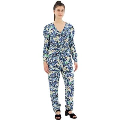 Pepe Jeans Dames Casandra Print Jumpsuit, Blauw (Sea Blue), L, Blauw (zeeblauw), L Pepe Jeans Dames Casandra Print Jumpsuit, Blauw (Sea Blue), L, Blauw (zeeblauw), L