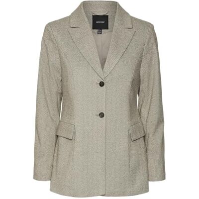 VERO MODA VMKAWI LS Regualr Herringbone Blazer, Chocolate taart/detail: zilver mink melange, 38 VERO MODA VMKAWI LS Regualr Herringbone Blazer, Chocolate taart/detail: zilver mink melange, 38