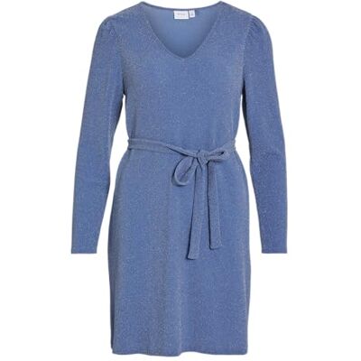 VILA Vieleina V-hals L/S Dress/Bf, Bijou Blue., XS VILA Vieleina V-hals L/S Dress/Bf, Bijou Blue., XS