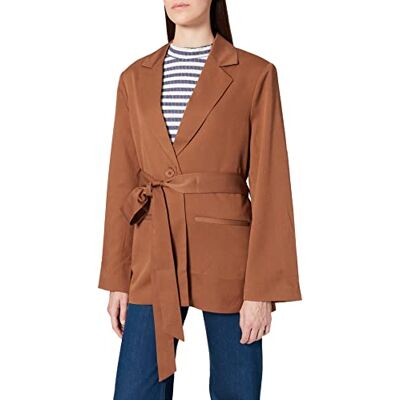 NA-KD Oversized blazer met riem voor dames, Bruin, 36 NA-KD Oversized blazer met riem voor dames, Bruin, 36