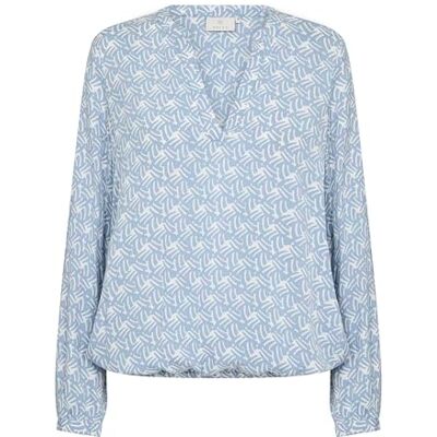 KAFFE Women's Blouse Loose Fit Long Sleeves V-notch Neck Printed Top Elastic Hem dames Top KAFFE Women's Blouse Loose Fit Long Sleeves V-notch Neck Printed Top Elastic Hem dames Top