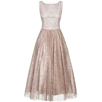 Swing Fashion Glitterjurk voor dames, feestjurk, avondjurk, cocktailjurk, baljurk, afstudeerbaljurk, bruiloftsjurk, feestelijke jurk, midi-jurk, mouwloze naaktkleur, nude, L Swing Fashion Glitterjurk voor dames, feestjurk, avondjurk, cocktailjurk, baljurk, afstudeerbaljurk, bruiloftsjurk, feestelijke jurk, midi-jurk, mouwloze naaktkleur, nude, L