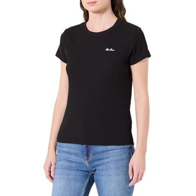 Pepe Jeans W Basic Rib S/S T-shirt voor dames, zwart., M Pepe Jeans W Basic Rib S/S T-shirt voor dames, zwart., M