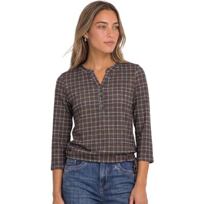 Street One 3231029 dames Shirt met 3/4 mouwen met split hals en print Street One 3231029 dames Shirt met 3/4 mouwen met split hals en print