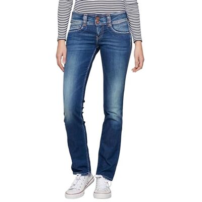 Pepe Jeans London Dames Gen Slim Straight Jeans, Mid Rise Stretch Denim, Regular Fit, Bright Blue Wash Pepe Jeans London Dames Gen Slim Straight Jeans, Mid Rise Stretch Denim, Regular Fit, Bright Blue Wash