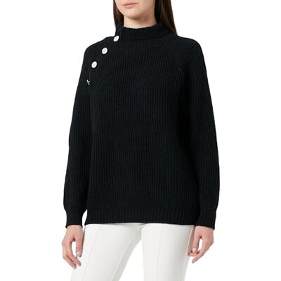 faina Dames gebreide trui met opstaande kraag en knopen acryl zwart maat XS/S, zwart, XS faina Dames gebreide trui met opstaande kraag en knopen acryl zwart maat XS/S, zwart, XS