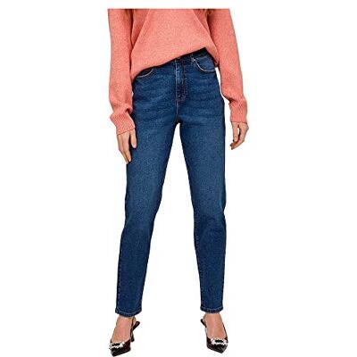 VILA Vinaomi Jo Dbd Hw Mom Noos Jeans voor dames, donkerblauw (dark blue denim), 34W / 32L VILA Vinaomi Jo Dbd Hw Mom Noos Jeans voor dames, donkerblauw (dark blue denim), 34W / 32L