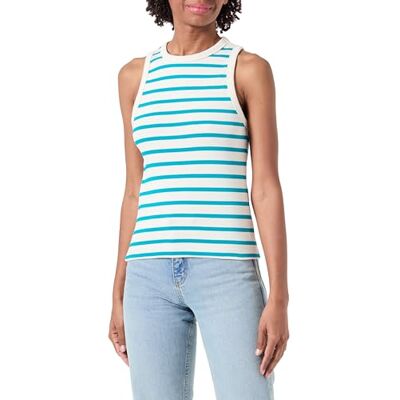 VILA VILIBENA O-hals S/L TOP, Eggnog/Stripes: tropisch groen, L VILA VILIBENA O-hals S/L TOP, Eggnog/Stripes: tropisch groen, L