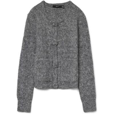 VERO MODA Vmblossom Ls O-Neck Cardigan Boo, Medium grijs (grey melange), M VERO MODA Vmblossom Ls O-Neck Cardigan Boo, Medium grijs (grey melange), M