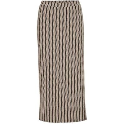 VILA Vihella Jaquard MIDI rok #7/S, Zwart//Aop: nomad, M VILA Vihella Jaquard MIDI rok #7/S, Zwart//Aop: nomad, M